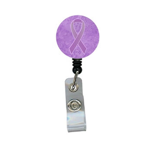 Teacher&Aposs Aid Lavender Ribbon for All Cancer Awareness Retractable Badge Reel TE2922503 - main